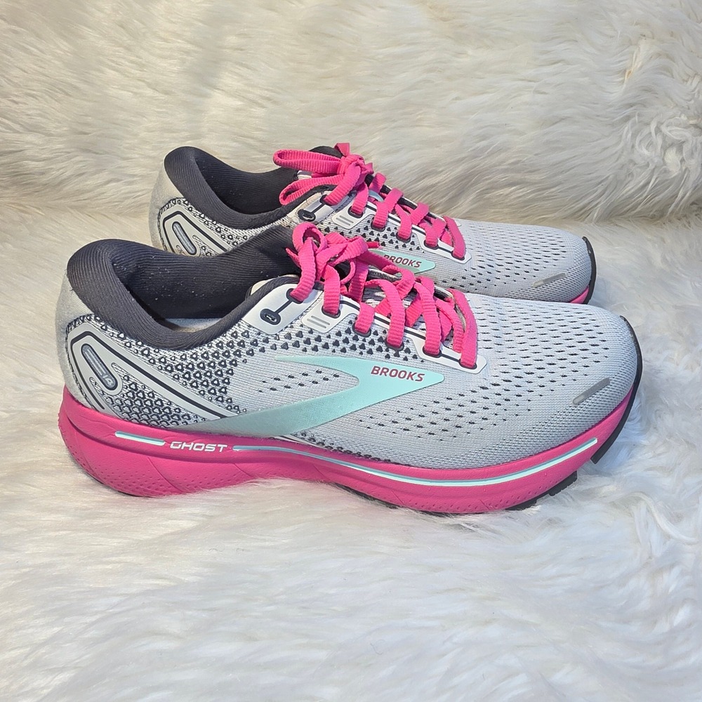 Brooks Ghost 14 Running Shoes Women's 7.5 B Gray Pink Mint 1203561B024